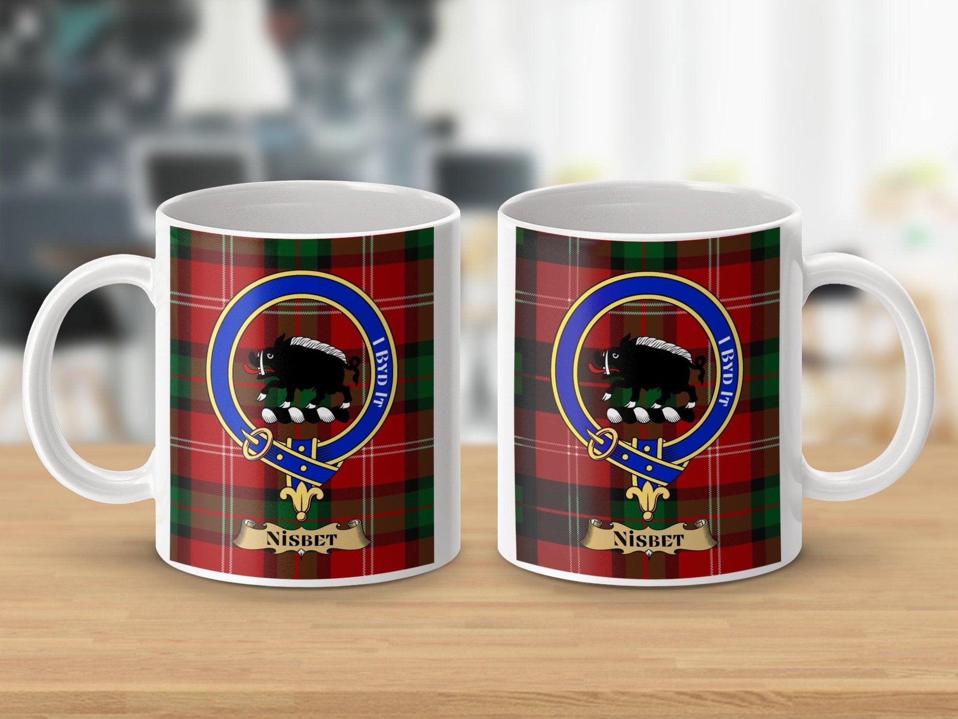 Nisbet Clan Crest Tartan Mug for Scottish Heritage Lovers - Living Stone Gifts