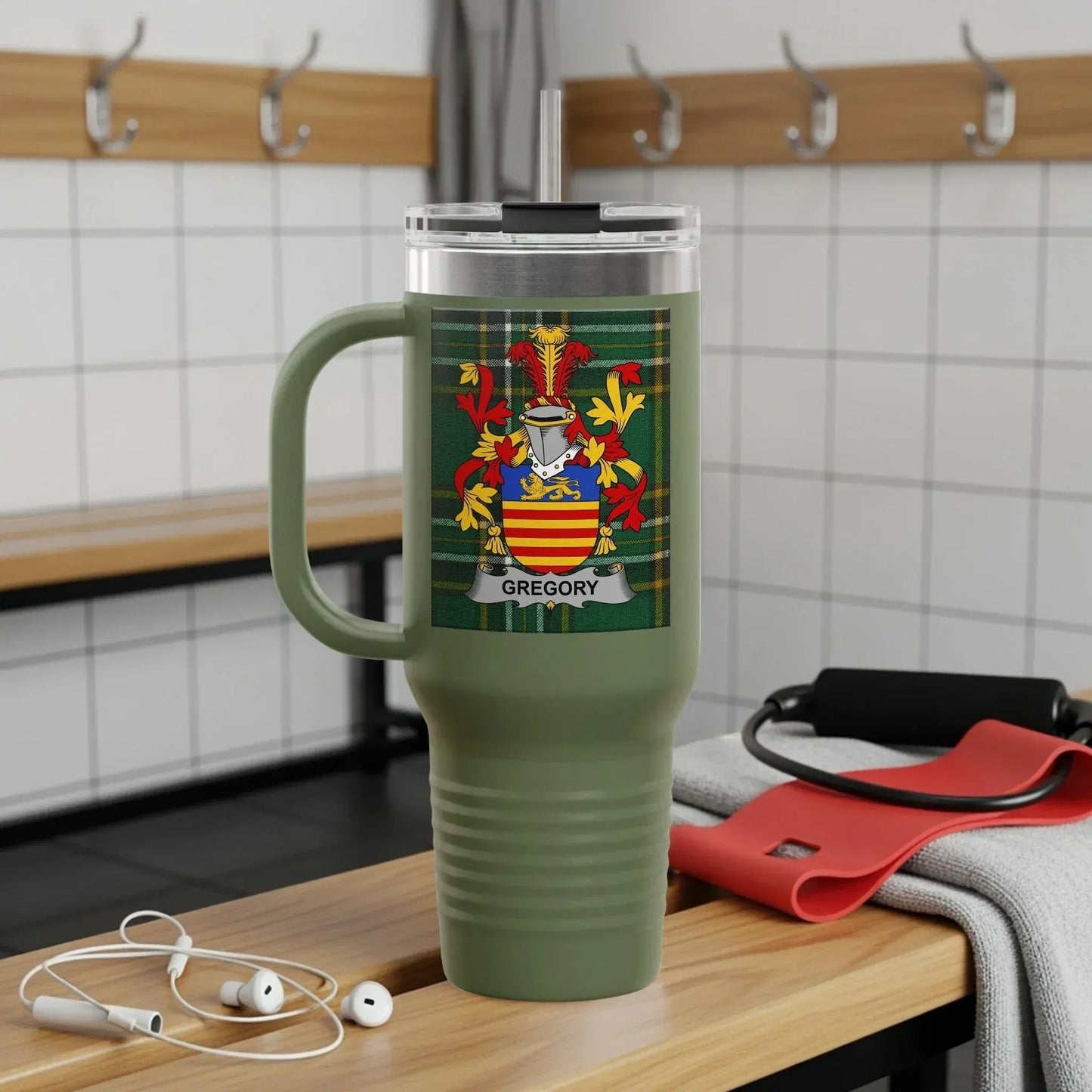 Personalized Gregory Family Crest Travel Mug product type