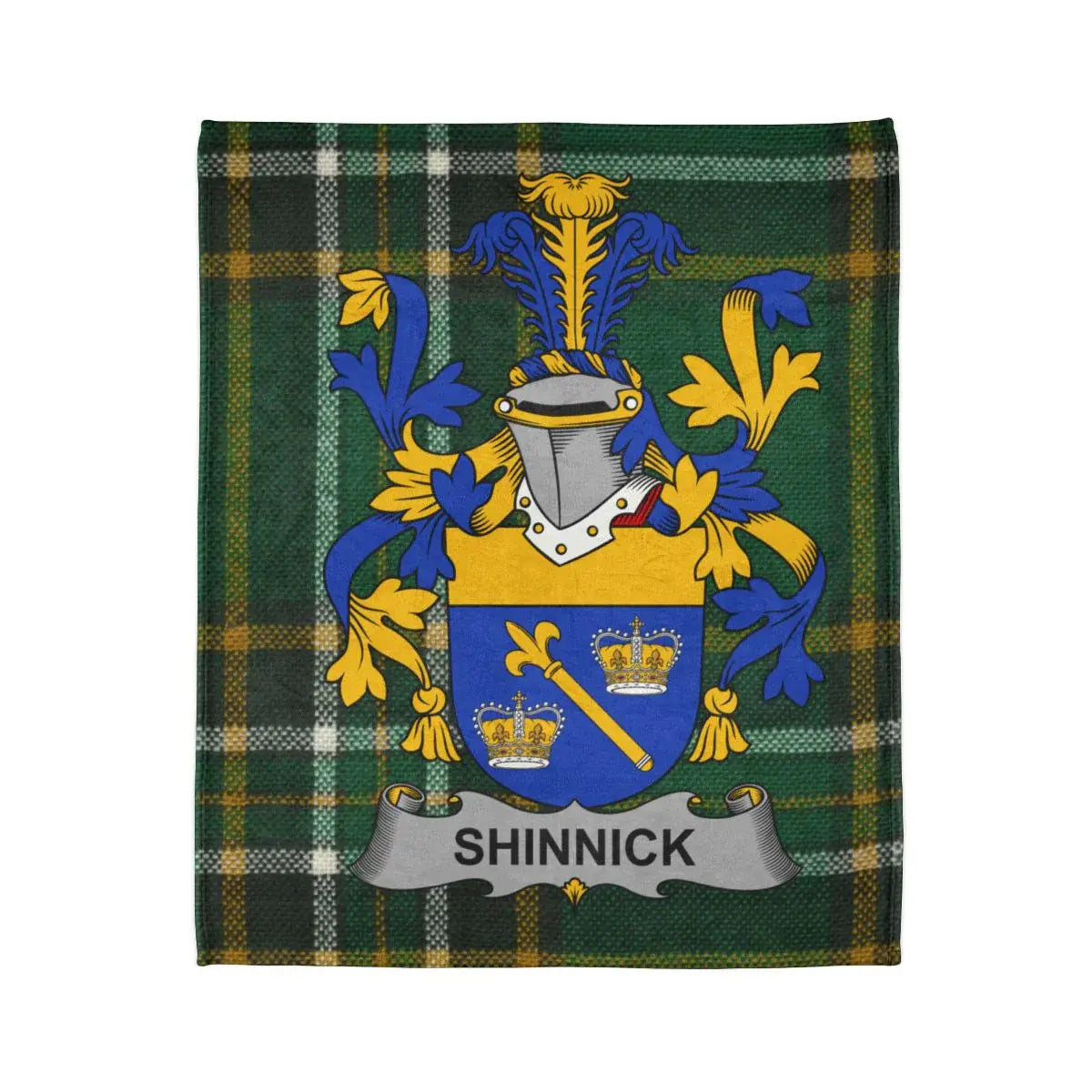 Shinnick Family Crest Coat of Arms Plaid Blanket product type