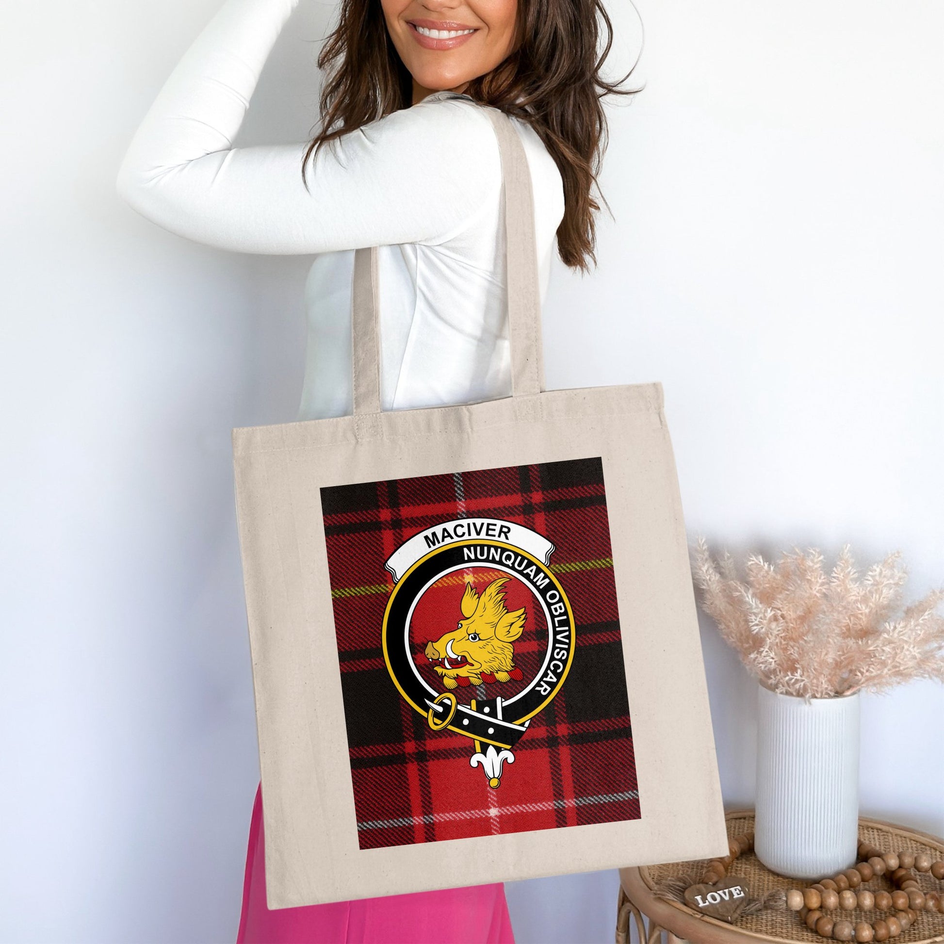 Clan Maciver Scottish Crest Tartan Tote Bag - Living Stone Gifts