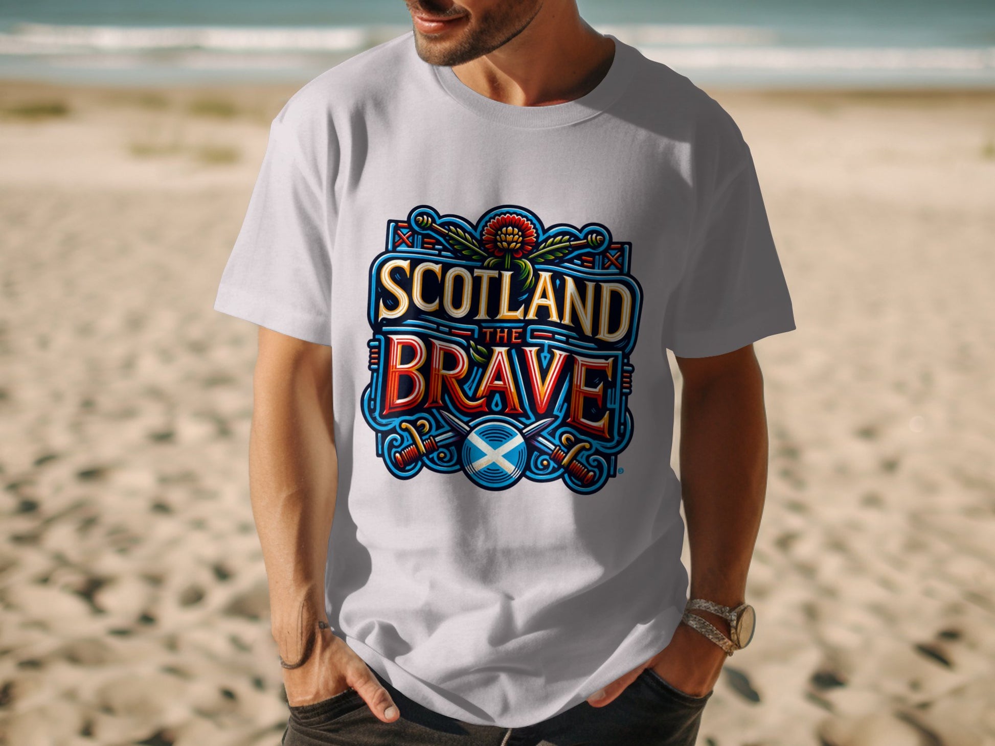 Scotland The Brave Bold Colorful Design T-Shirt - Living Stone Gifts