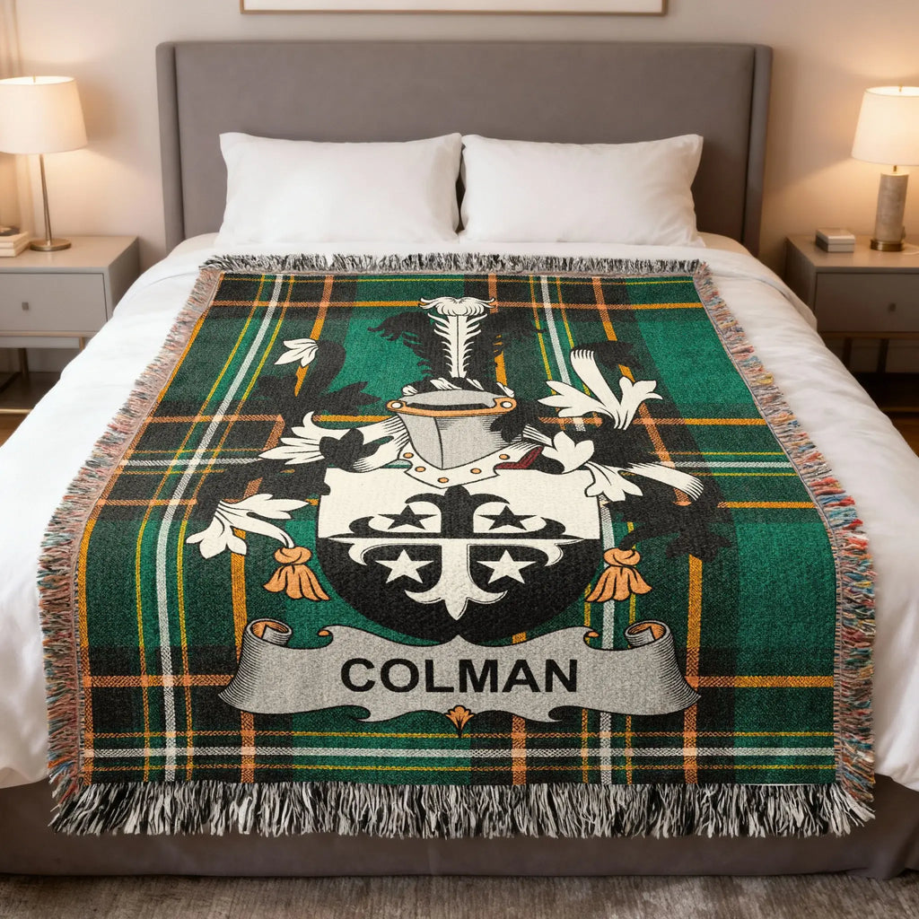 Colman Plaid Crest Fringed Throw Blanket product type