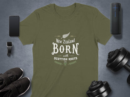 New Zealand Born with Scottish Roots T-Shirt - Living Stone Gifts