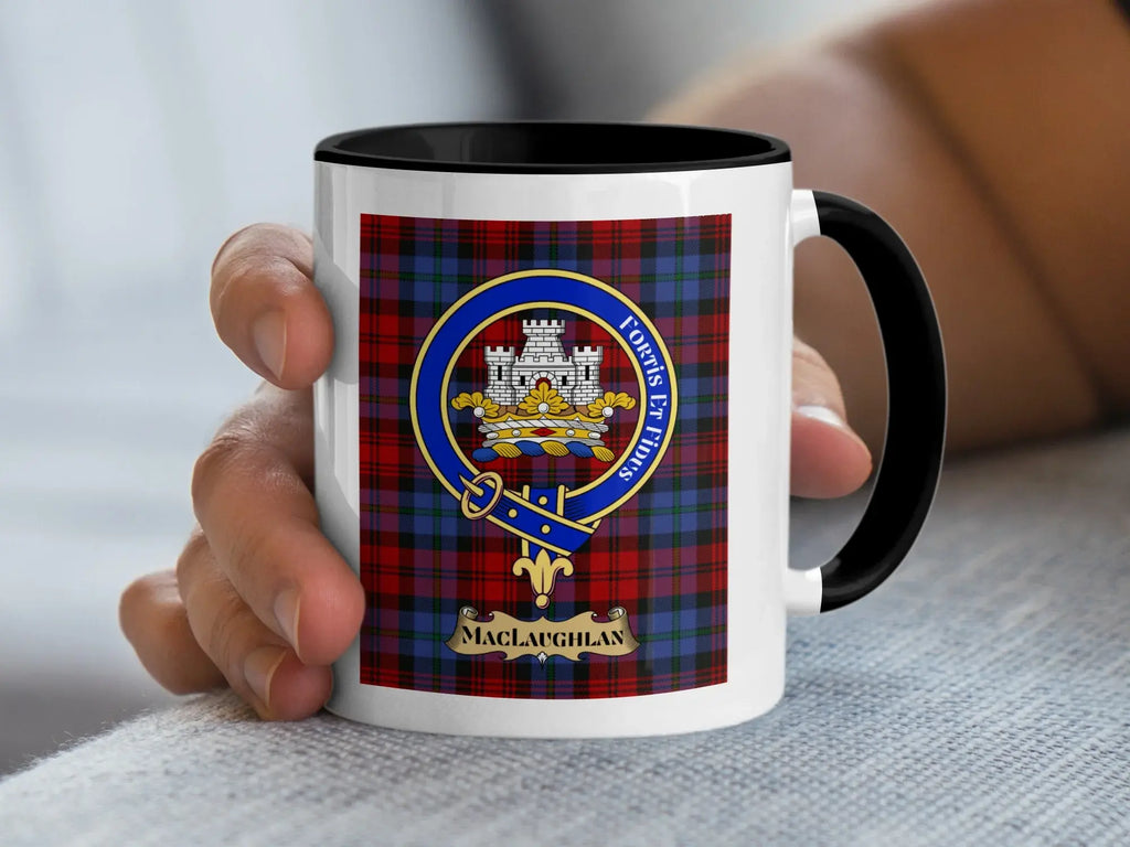 MacLaughlan tartan mug with a coloured accent handle and interior