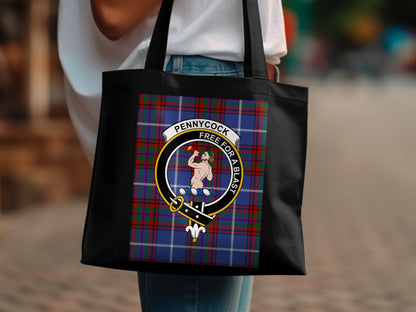 Scottish Clan Crest on a Tartan Background Tote Bag - Living Stone Gifts