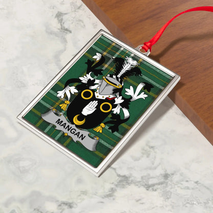 Mangan Family Crest Plaid Background Ornament product