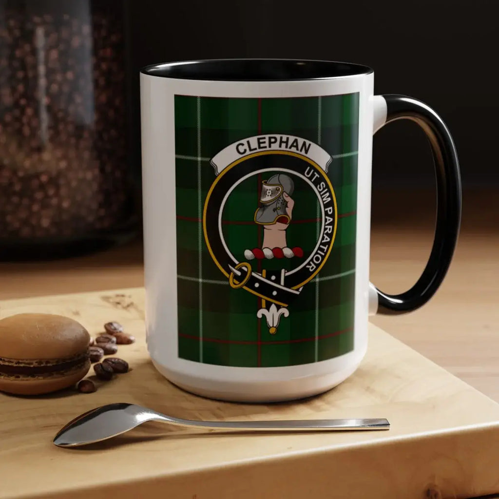 Clephan Ut Sim Parato Green Plaid Print Coffee Mug