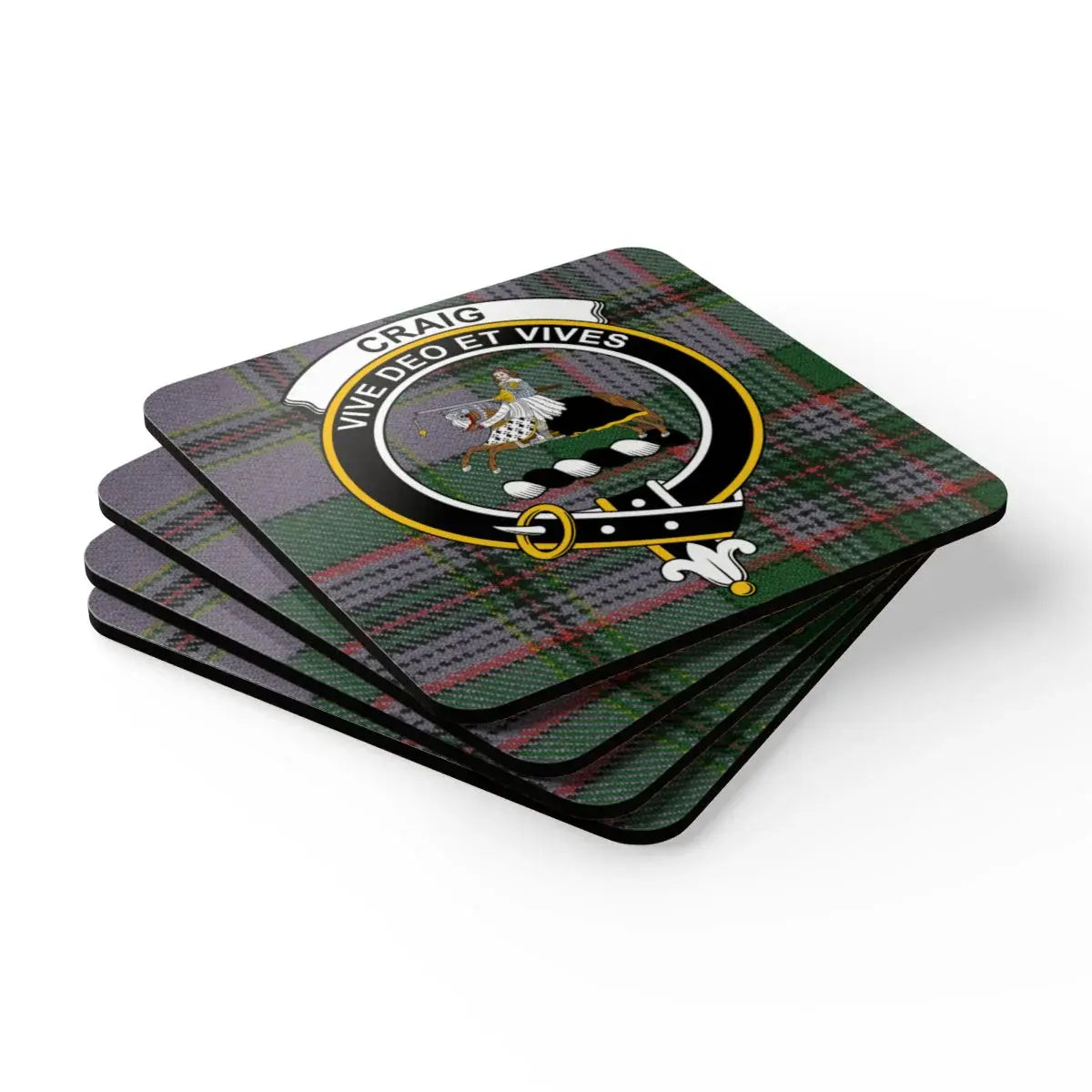 Craig Clan Crest Tartan Design Coasters product type