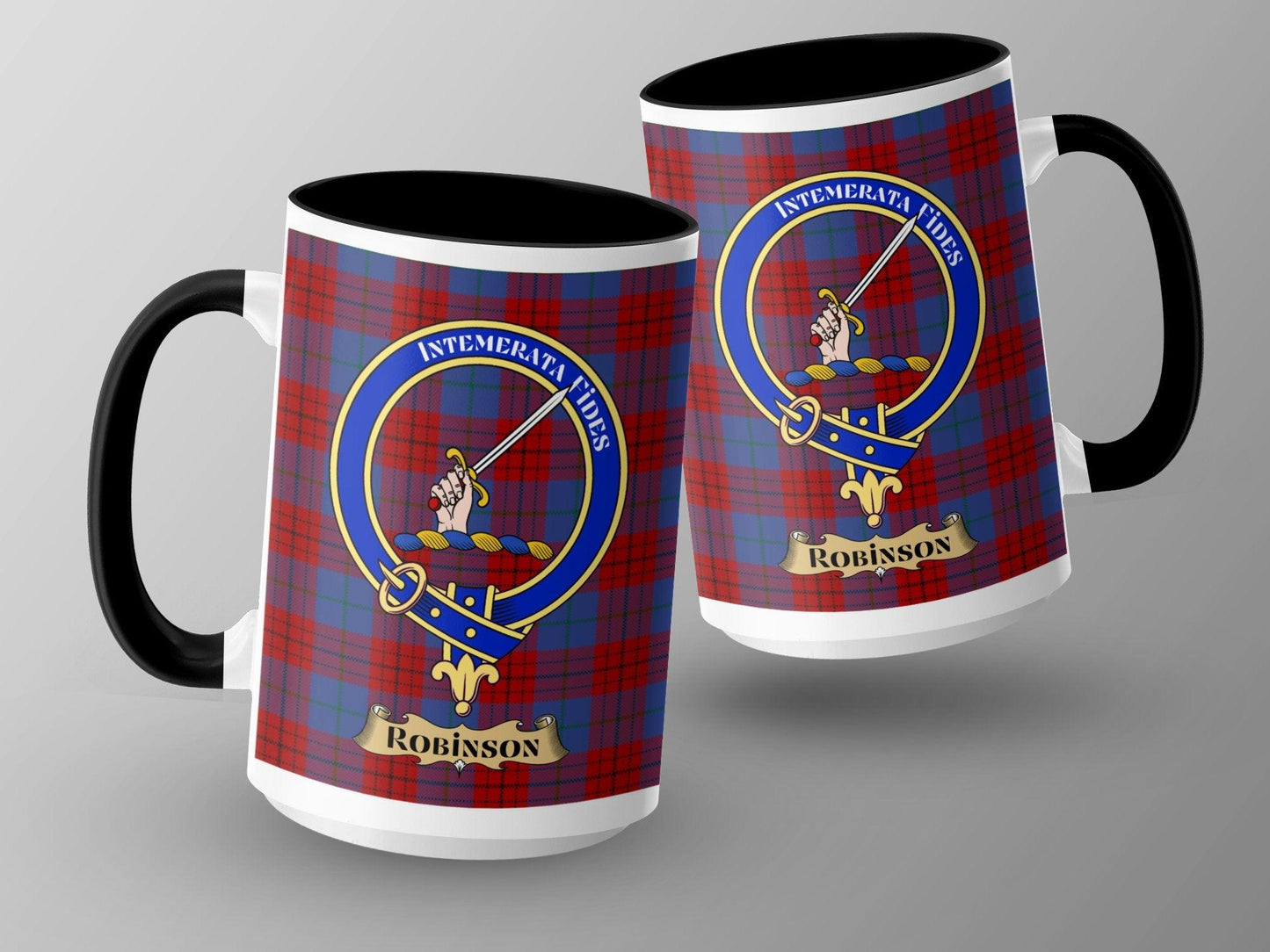 Robinson Clan Crest Badge Tartan Design Pattern Mug - Living Stone Gifts