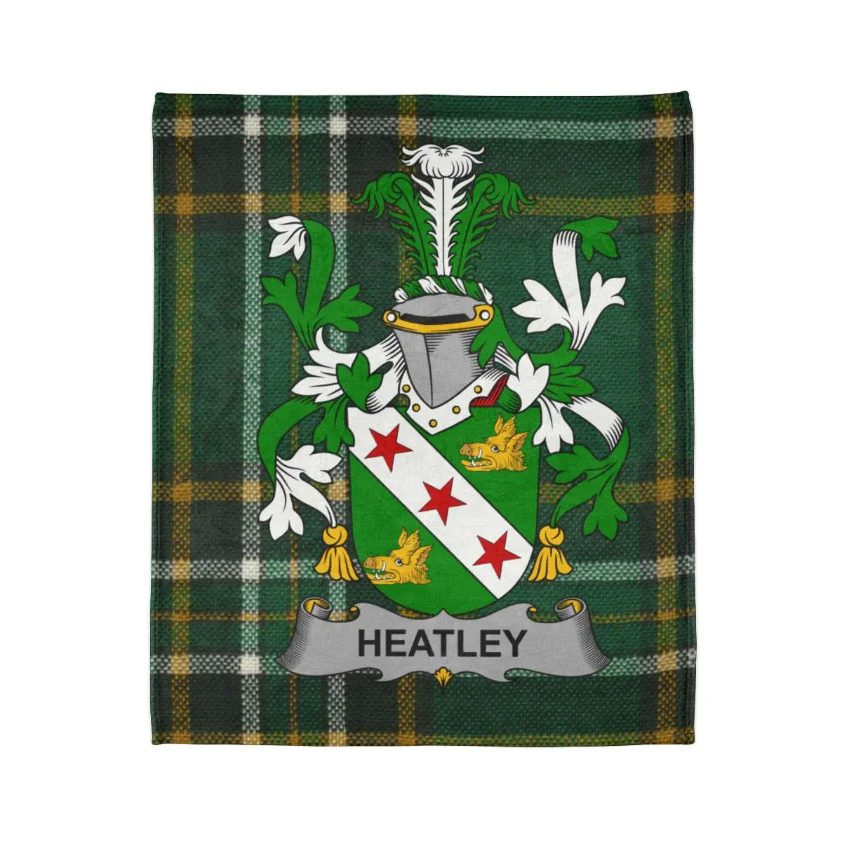 Heatley Green Tartan Crest Blanket product type