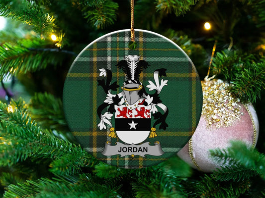 Personalized Jordan Family Crest Plaid Ornament product