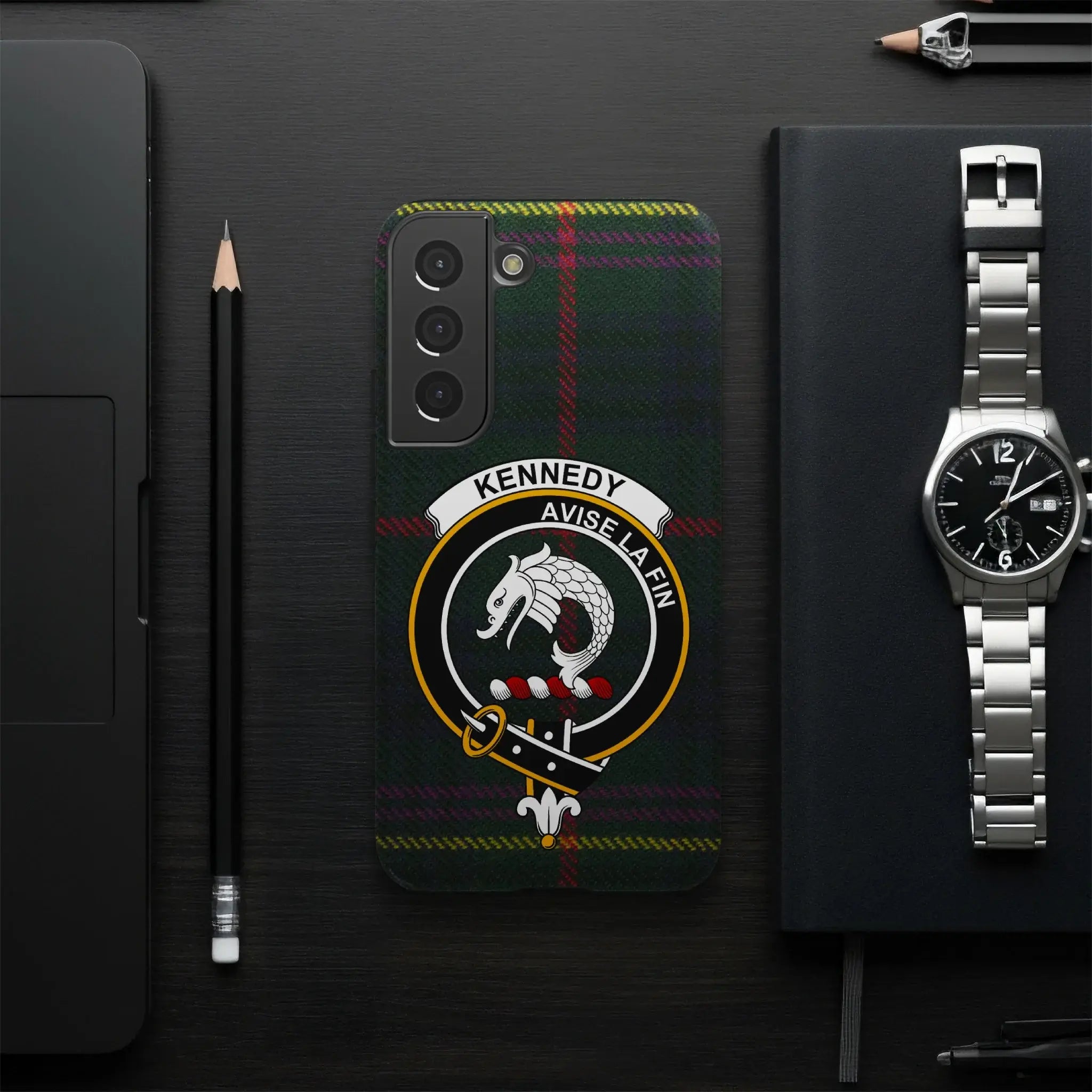 Kennedy Avise La Fin clan crest phone case — slim profile, precise port cutouts