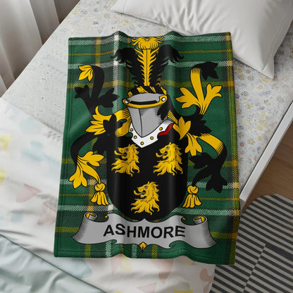Ashmore Family Crest Green and Gold Throw Blanket product