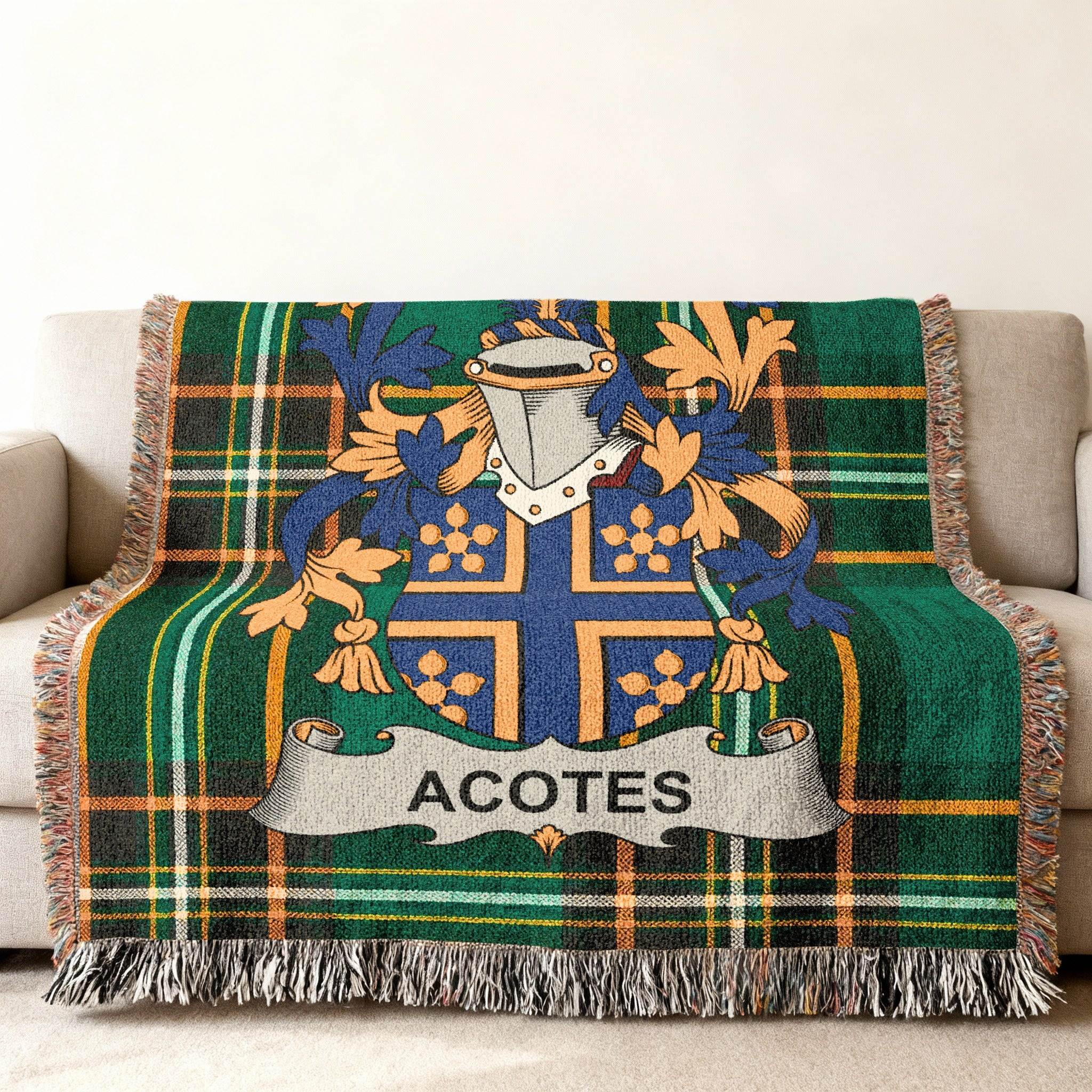 ACOTES Family Crest Tartan Plaid Throw Blanket product type