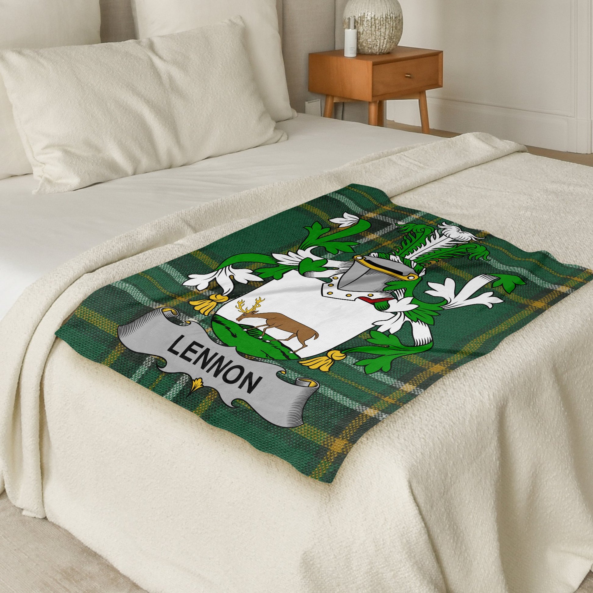 Lennon Surname Irish Tartan Throw Blanket - Living Stone Gifts