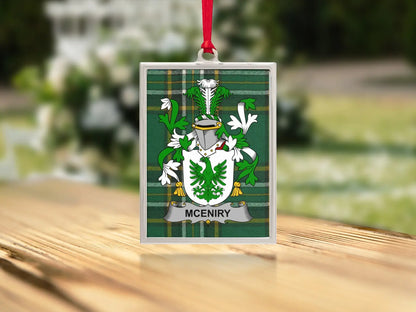 McEniry Family Crest Green Plaid Ornament product
