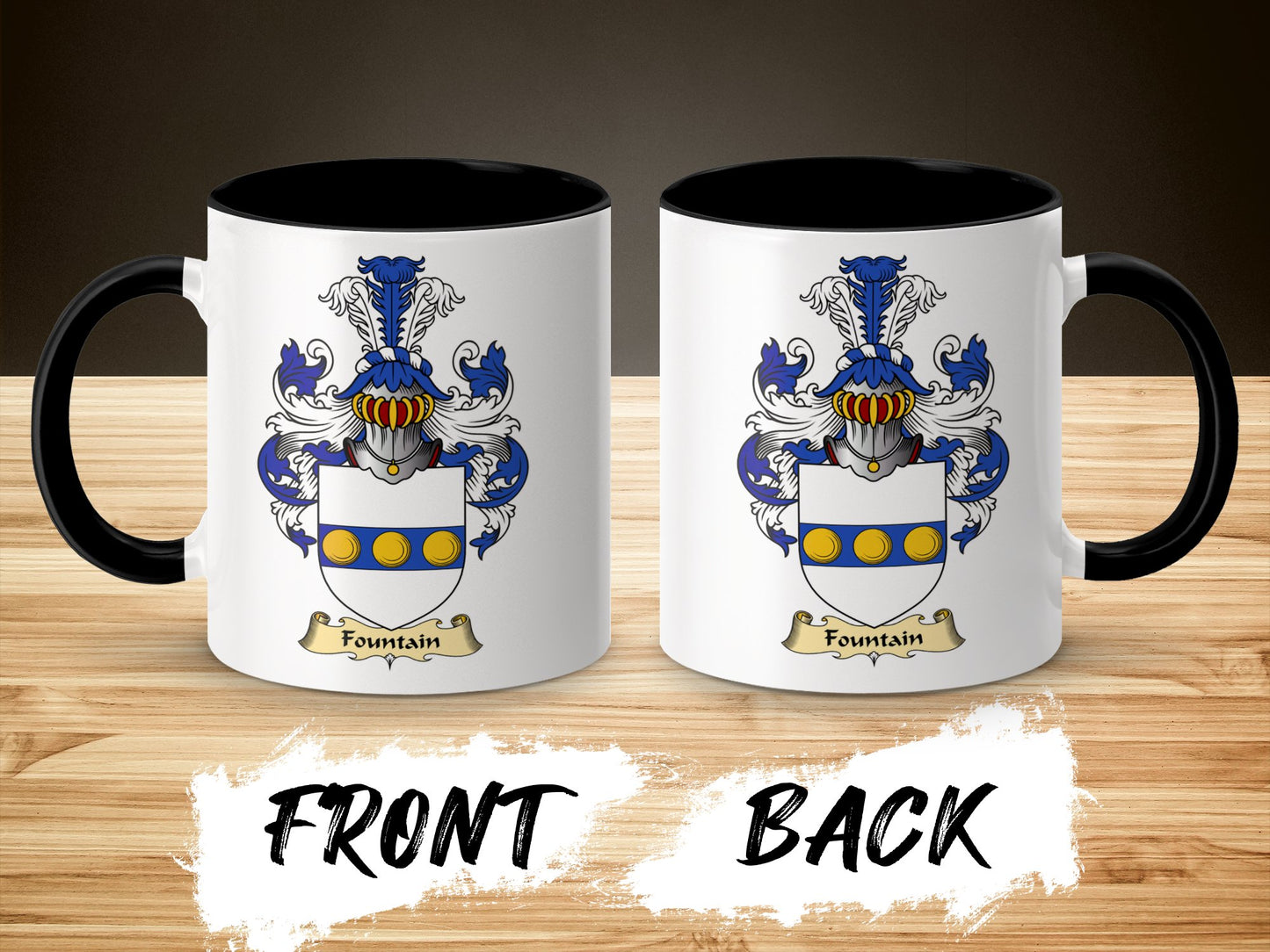 Clan Fountain Scottish coat of arms accent coffee mug - Living Stone Gifts