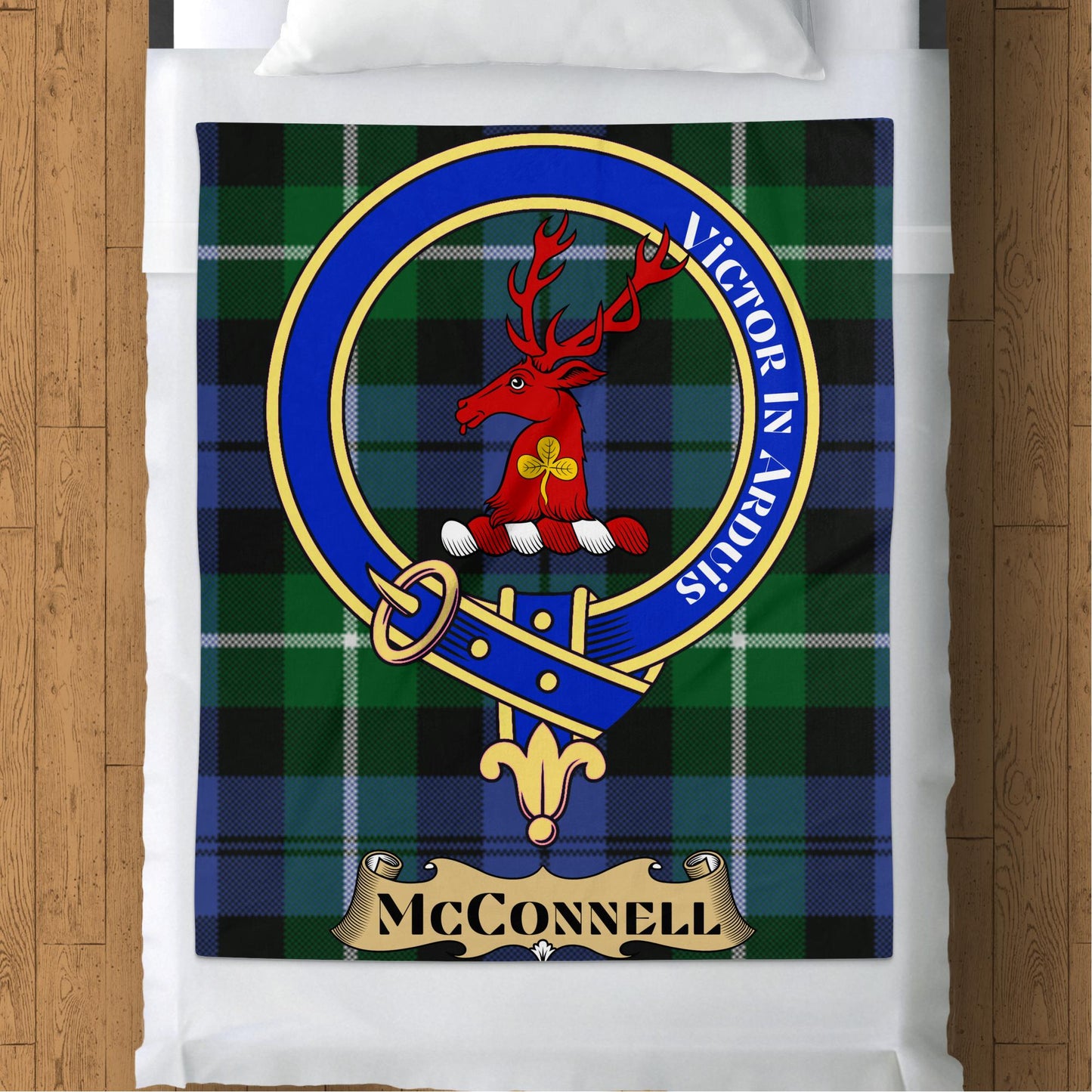 Scottish Clan McConnell Crest Tartan Blanket - Living Stone Gifts