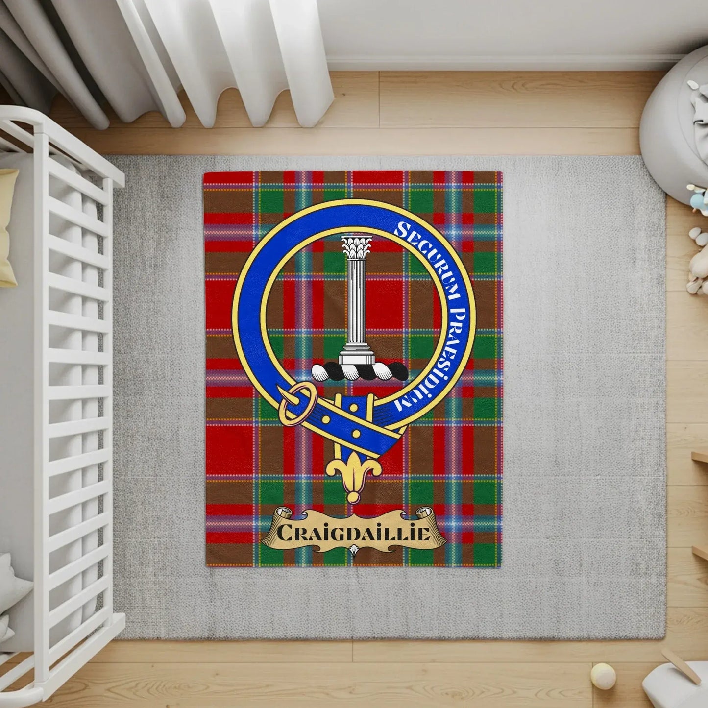 Craigdaillie Tartan With Crest Nursery Rug product type