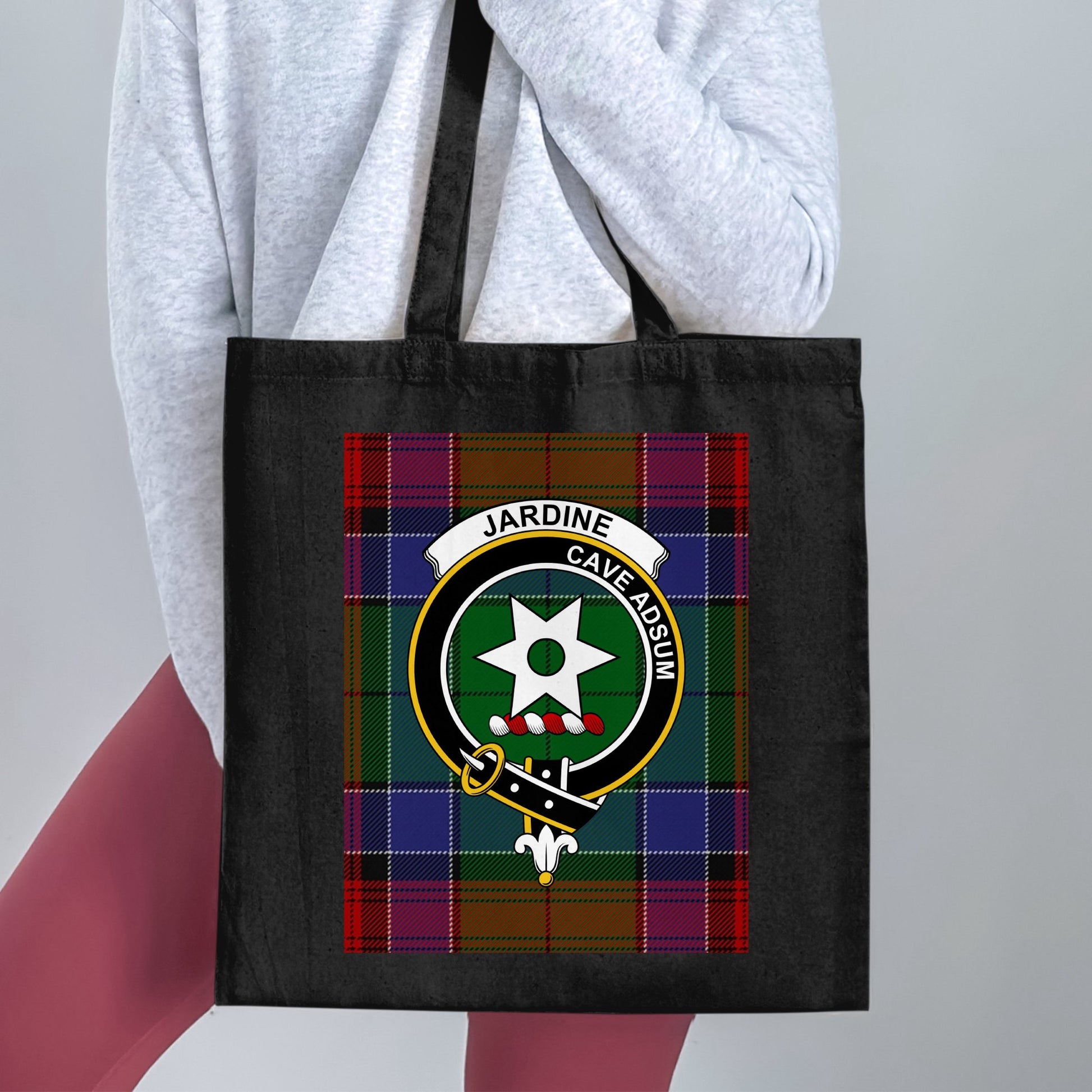 Jardine Cave Adsum Scottish Crest Tartan Tote Bag - Living Stone Gifts