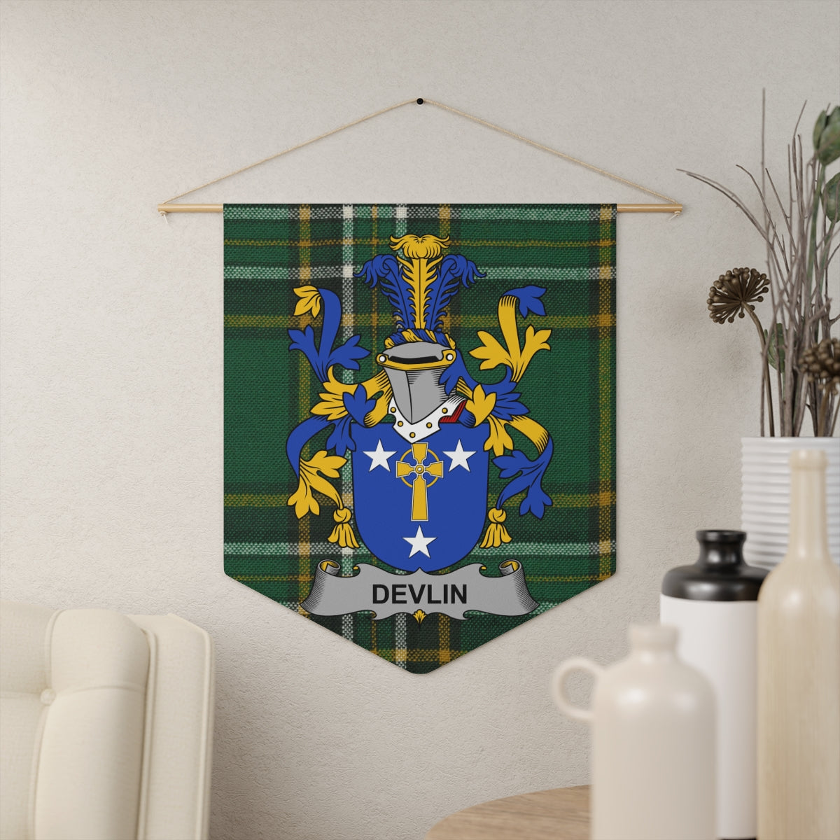Family Crest with Devlin Banner Wall Art product type