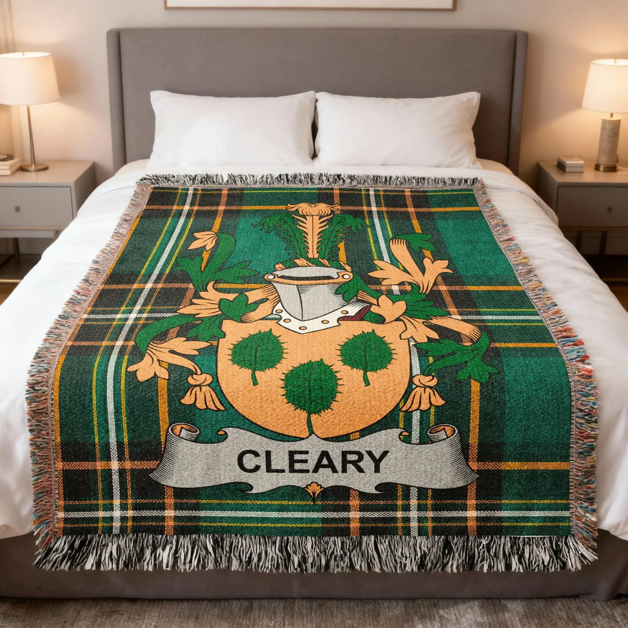 Cleary Family Crest Green Plaid Blanket product type