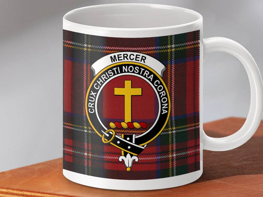 Mercer Family Tartan Mug with Crest Coffee Mug product