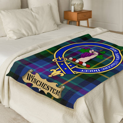 Scottish Clan Winchester Crest Tartan Throw Blanket - Living Stone Gifts