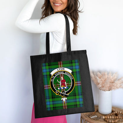 Clan Lyons Scottish Crest Tartan Tote Bag - Living Stone Gifts