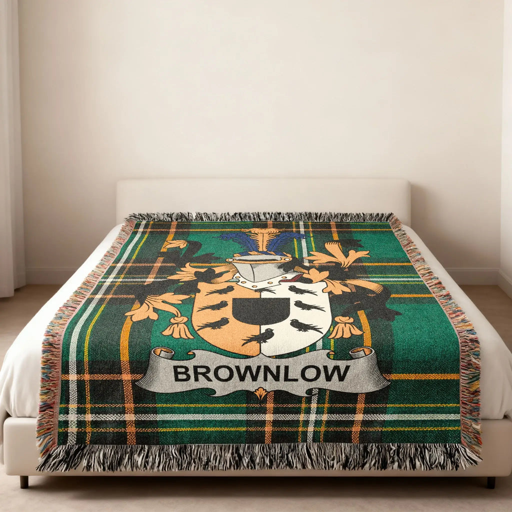 Brownlow Crest Plaid Green Blanket Throw product type