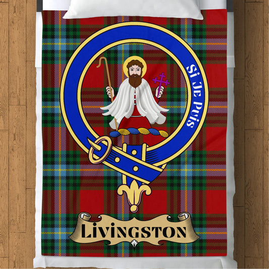 Livingston Scottish Clan Livingston Crest Tartan Blanket - Living Stone Gifts