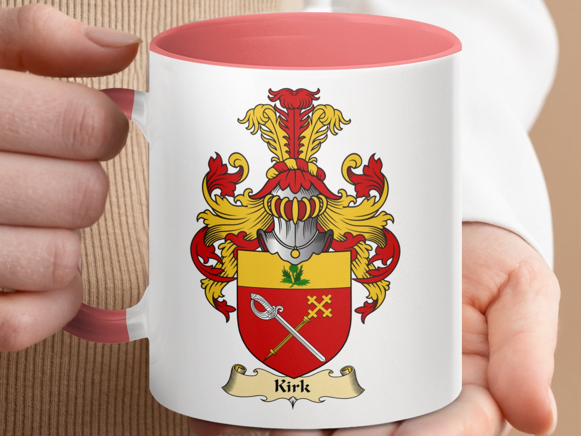 Clan Kirk Scottish Coat of Arms Accent Mug - Living Stone Gifts