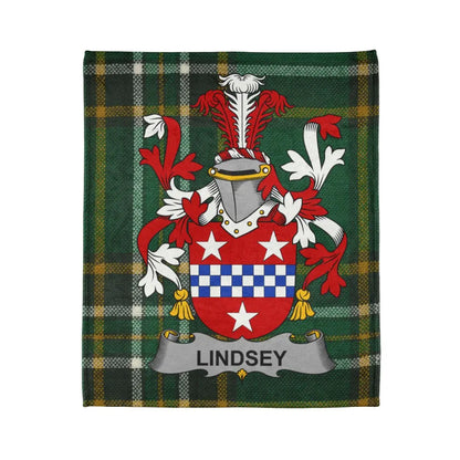 Lindsey Family Crest Green Tartan Pattern Blanket product