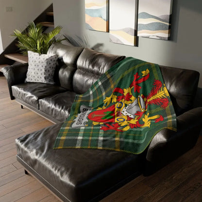 Vibrant Colorful Crest on Couch Throw Blanket product