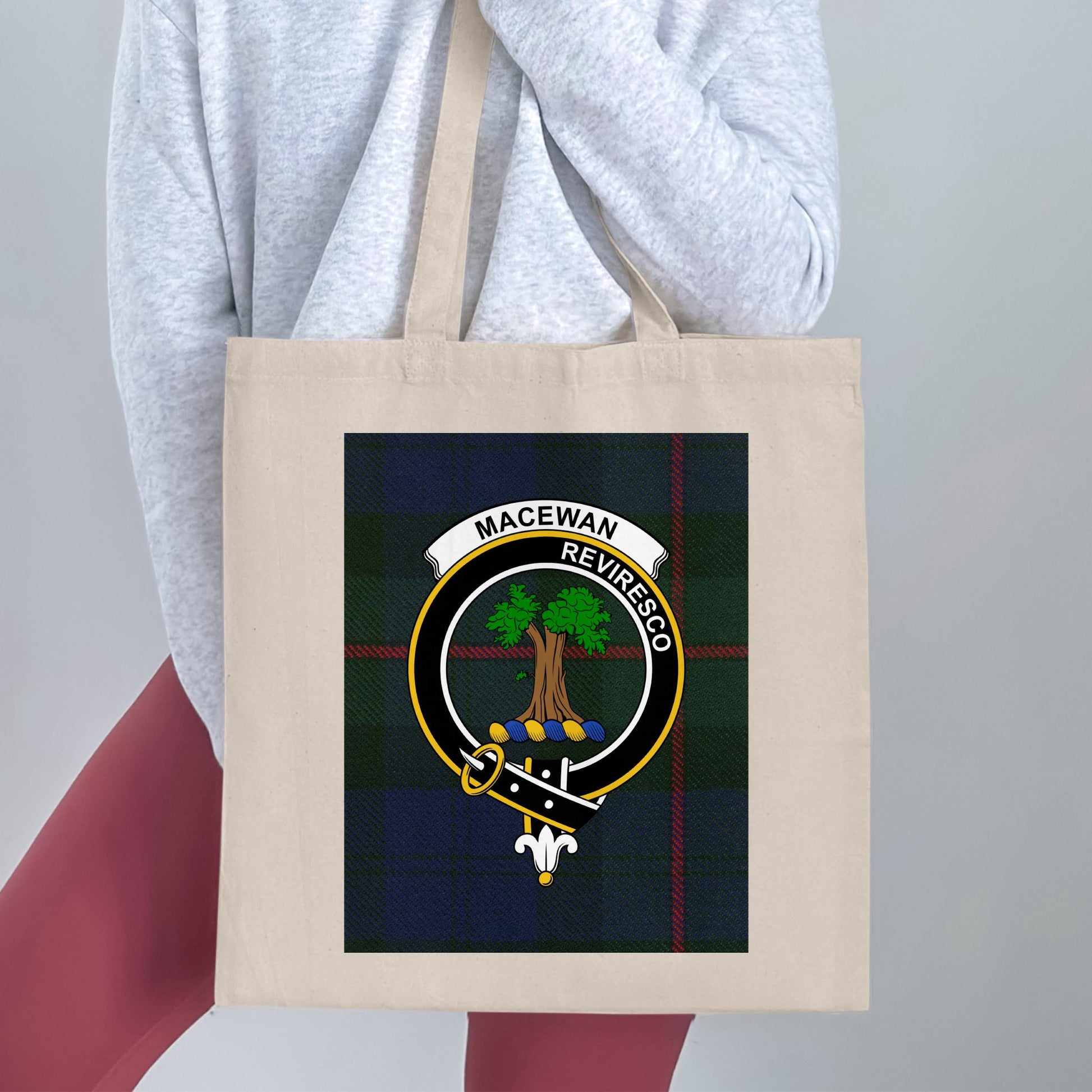 Clan Macewan Scottish Crest Tartan Tote Bag - Living Stone Gifts