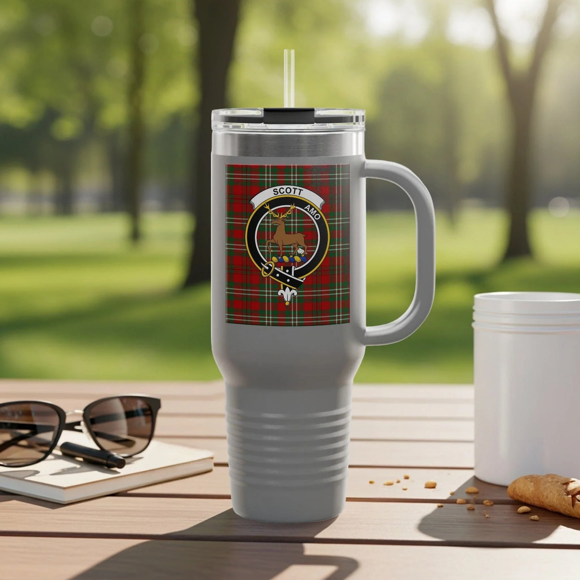 Personalized Plaid Scott Tartan Tumbler with Handle product