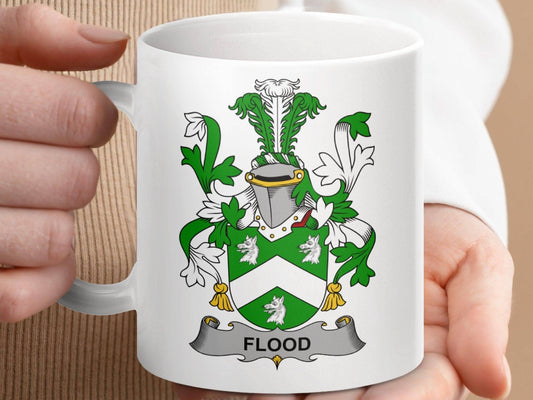 Flood Surname Irish Family Crest Mug - Celtic Ancestry Gifts
