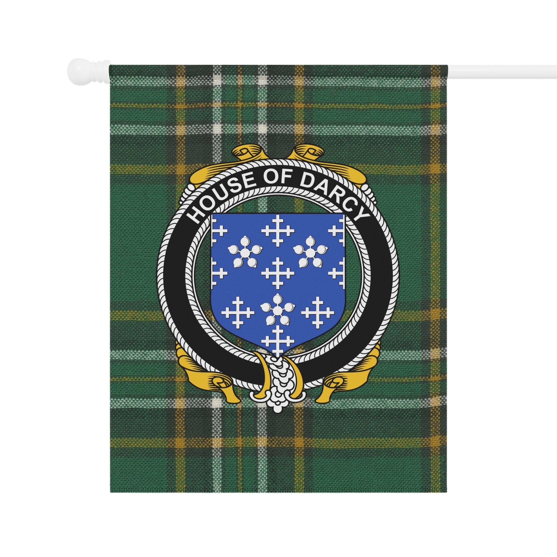 House of Darcy Green Plaid with Crest banner