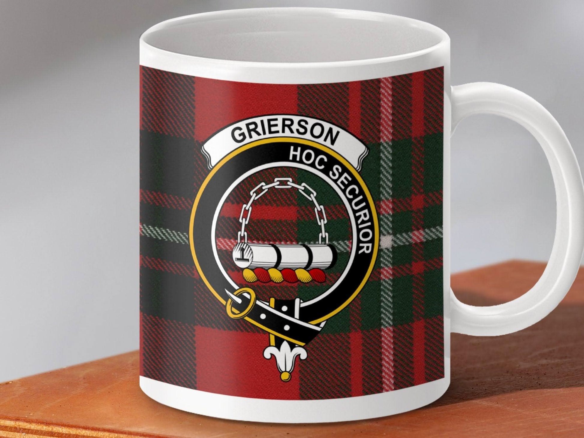 Grierson Hoc Securior Clan Crest Tartan Mug product