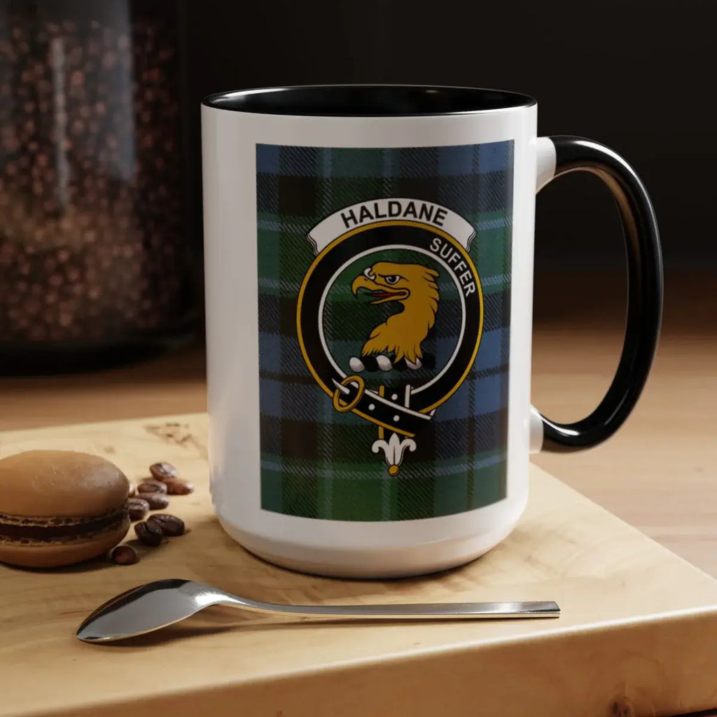 Haldane Suffer Eagle Crest Tartan Plaid Mug Design