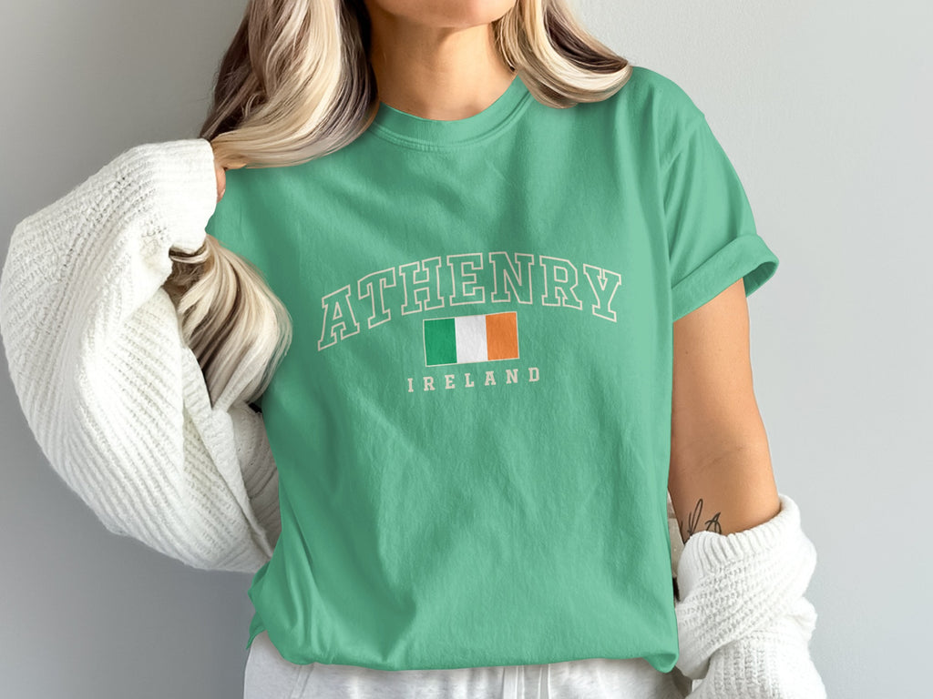 Green t-shirt with "ATHENRY" and Irish flag above "IRELAND".
