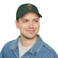 Clan Fraser tartan cap in dark green — crest printed on unstructured 6-panel cotton hat