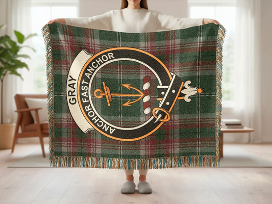 Anchor Fast Anchor Gray Tartan Plaid Blanket