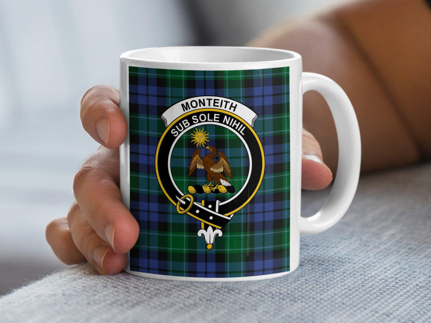 Monteith Clan Crest Tartan Pattern Design Mug - Living Stone Gifts