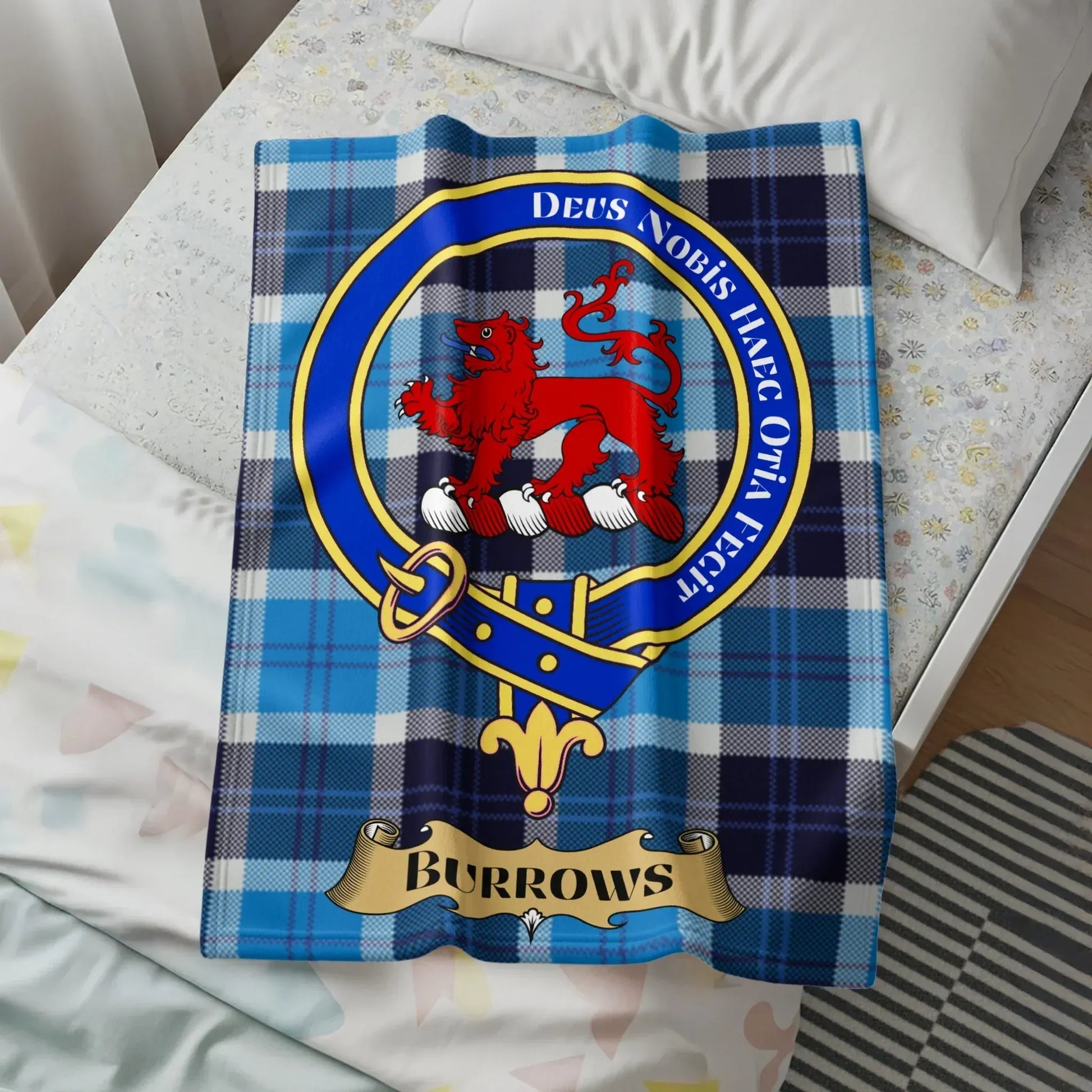 Burrows Tartan Plaid with Custom Family Crest product