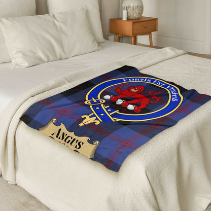 Angus Scottish Tartan Crest Throw Blanket - Living Stone Gifts