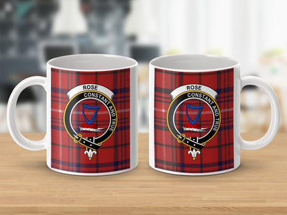 Scottish Clan Rose Constant and True Crest Tartan Mug - Living Stone Gifts