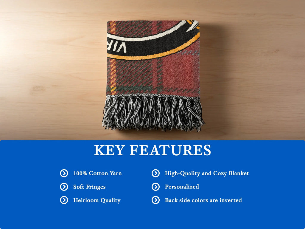 Clan Burnett heirloom woven blanket with soft cotton fringe edge