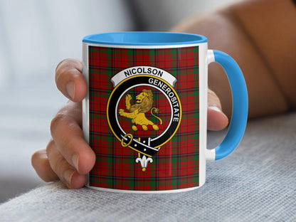 Nicolson Scottish Clan Crest Tartan Generositate Mug - Living Stone Gifts