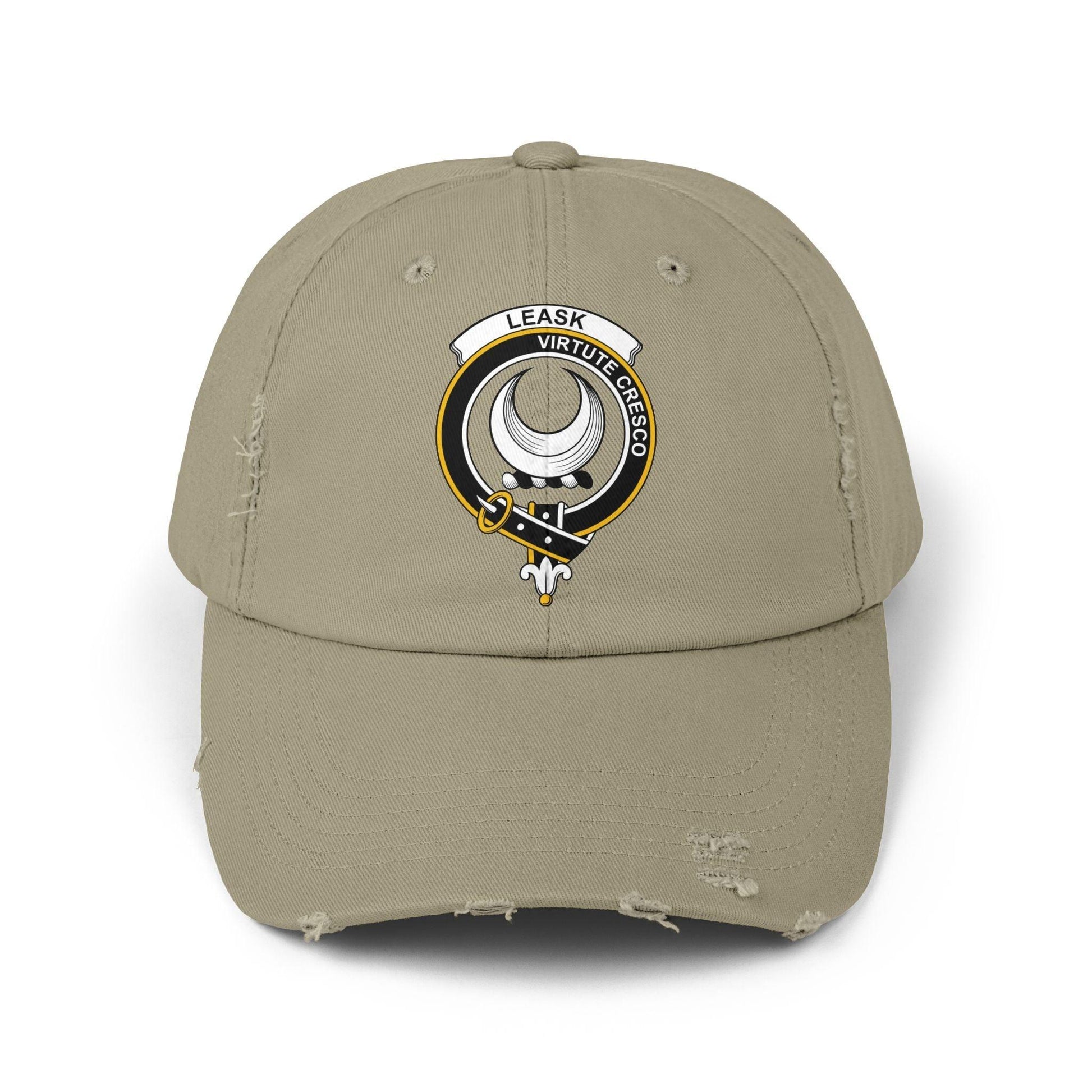 Leask Clan Crest Scottish Distressed Baseball Cap - Celtic Ancestry Gifts